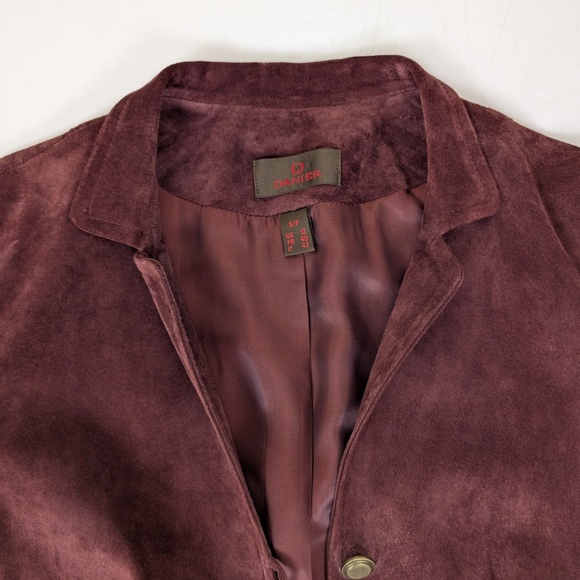 Danier Burgundy Leather Suede Jacket Bolero Steampunk Long Sleeve Blazer Maroon - Picture 9 of 11